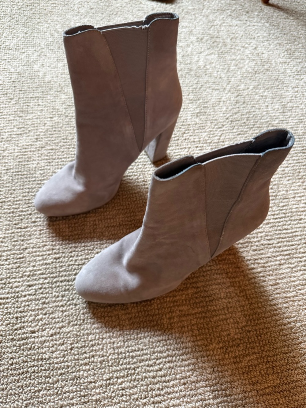 Steve Madden Light Taupe Suede Ankle Booties